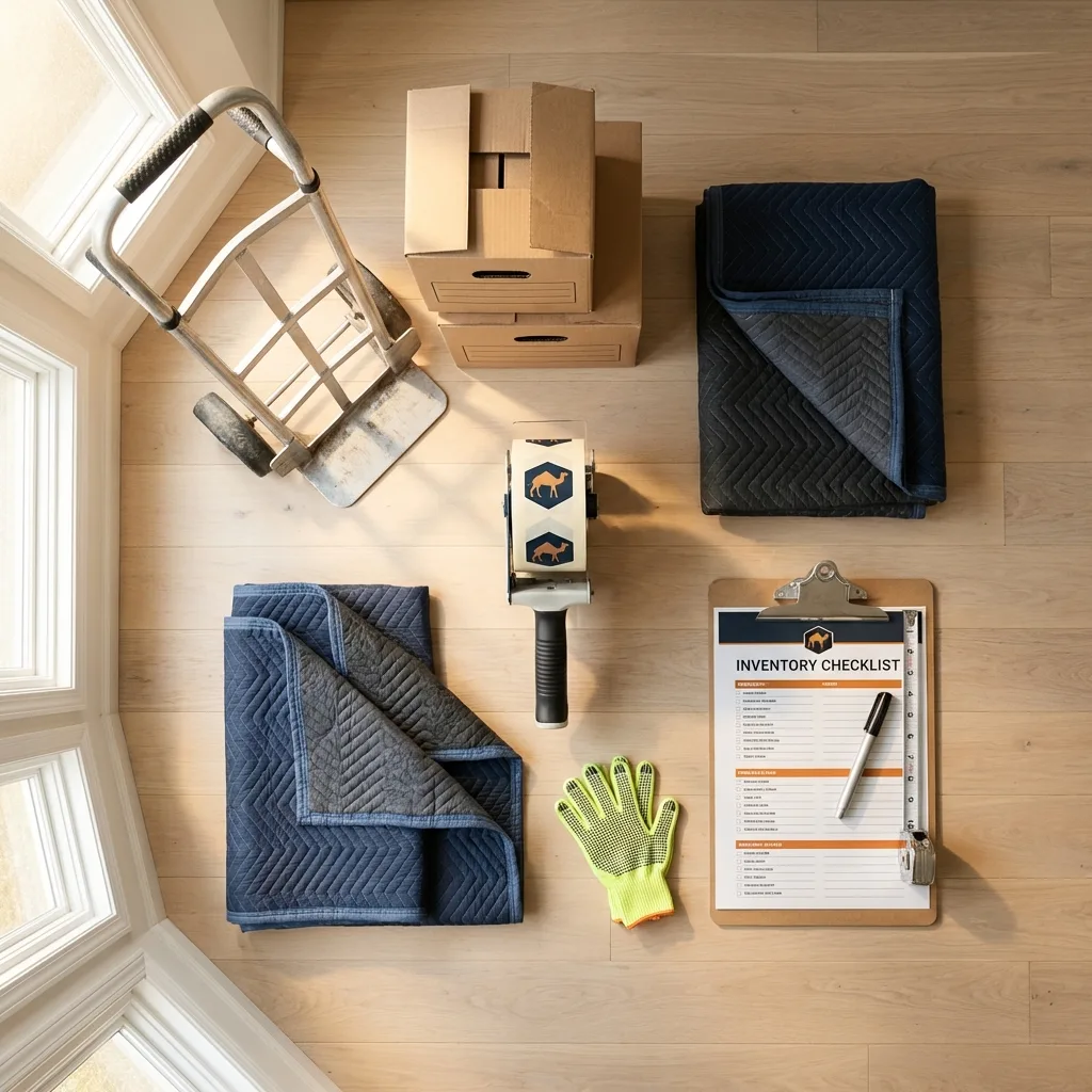 Professional moving supplies and packing materials layout for Bondurant residential relocations